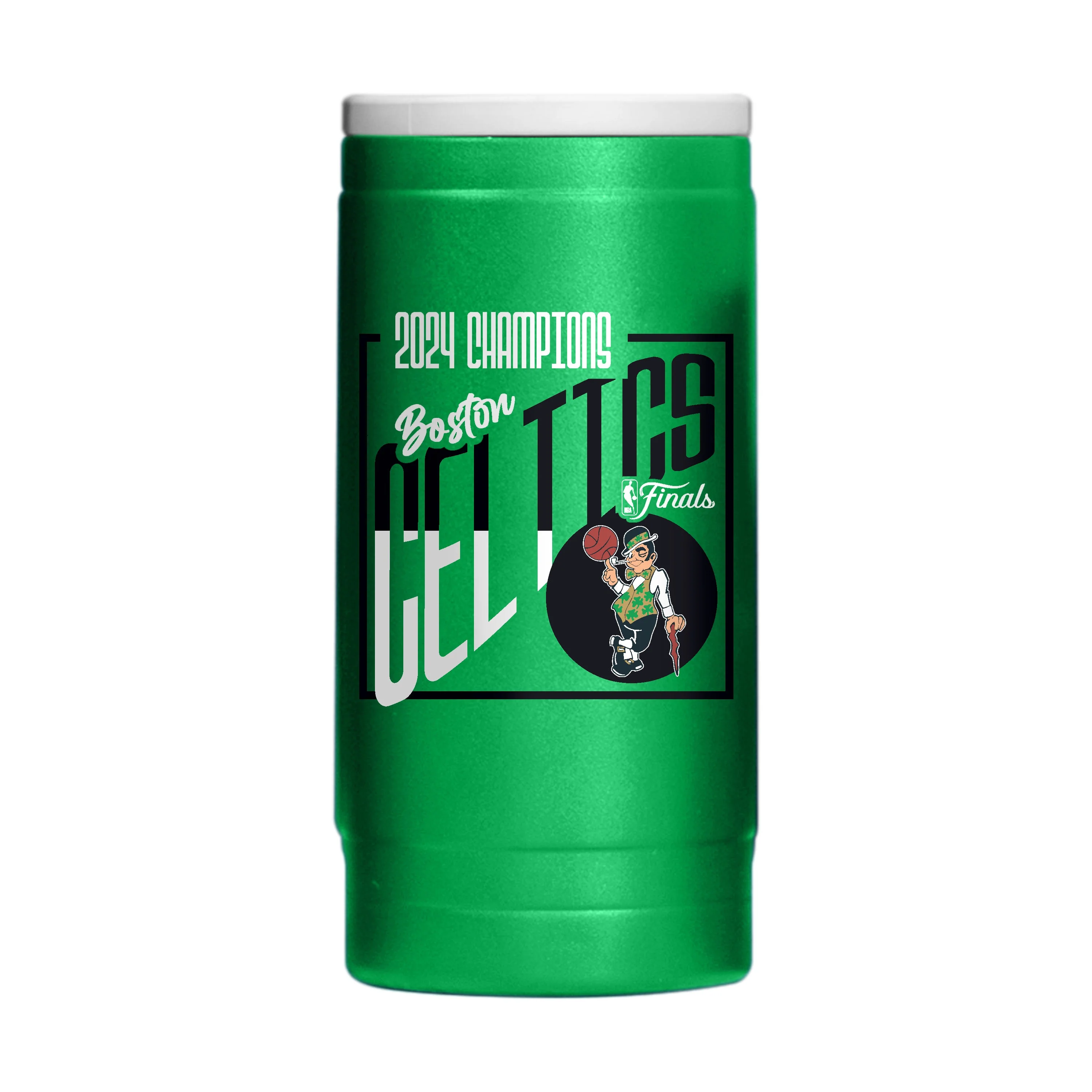 Boston Celtics 12oz 2024 NBA Champions PC Slim Can Coolie