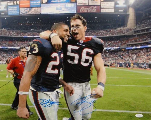 Brian Cushing Arian Foster Autographed 16x20 On Field Photo- JSA Authenticated