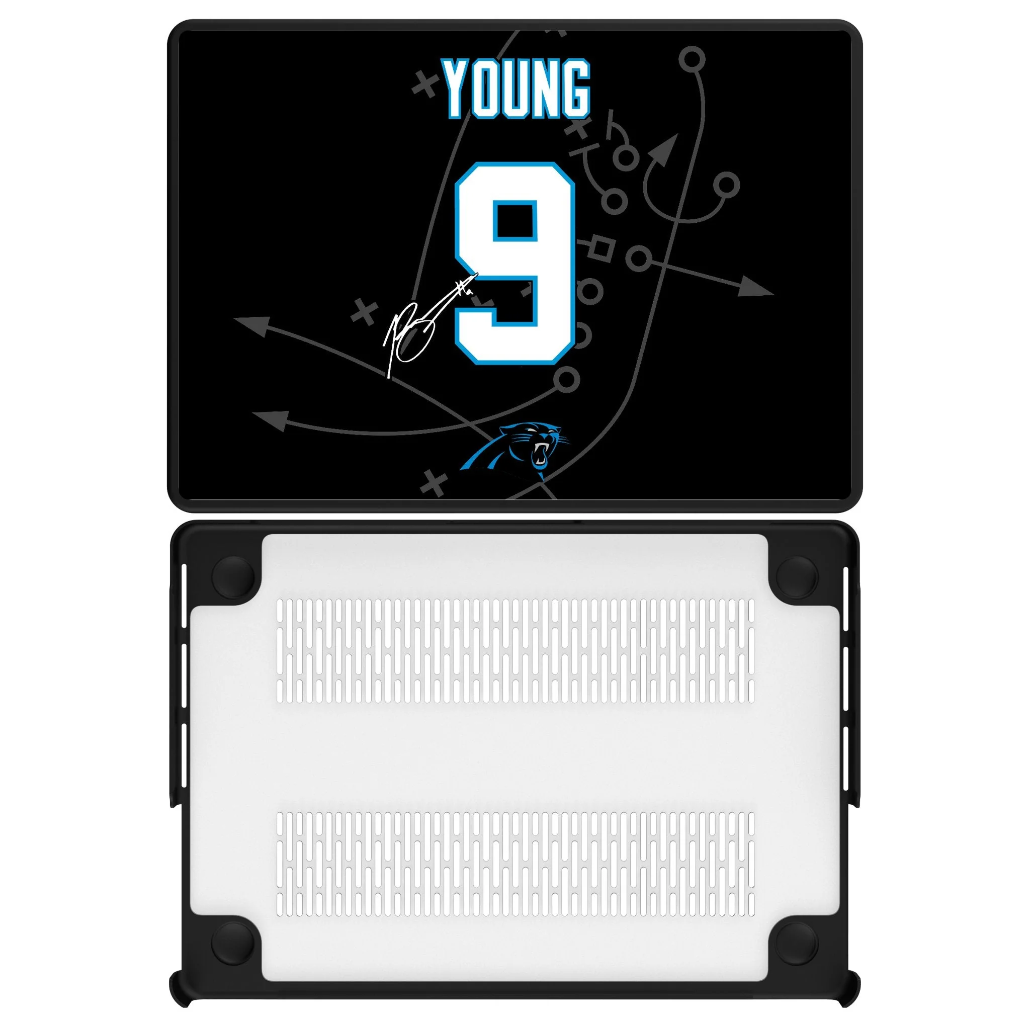 Bryce Young Carolina Panthers 9 Game Tactic Laptop Case for Apple MacBook