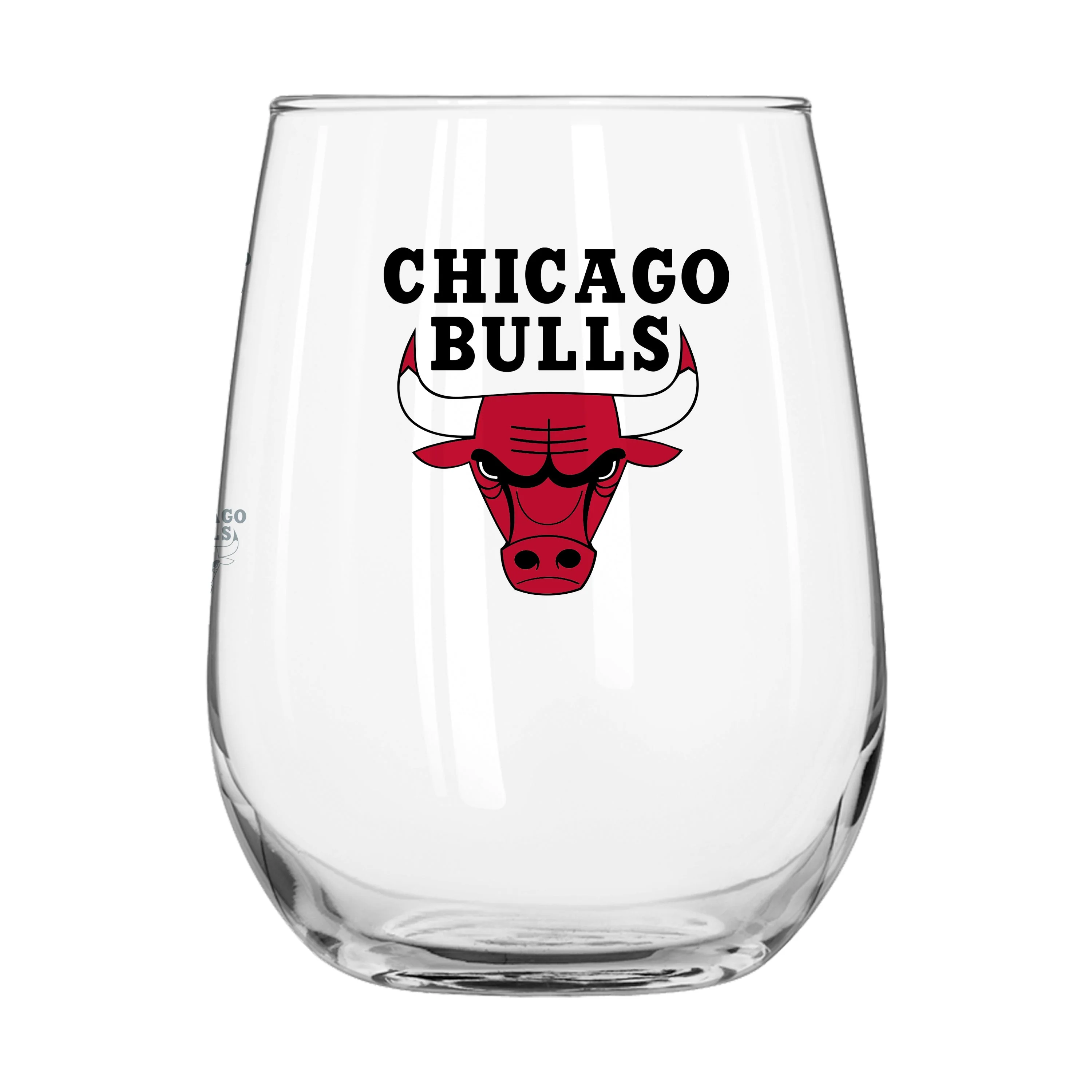 Chicago Bulls 16oz Satin Etch Curved Beverage Glass