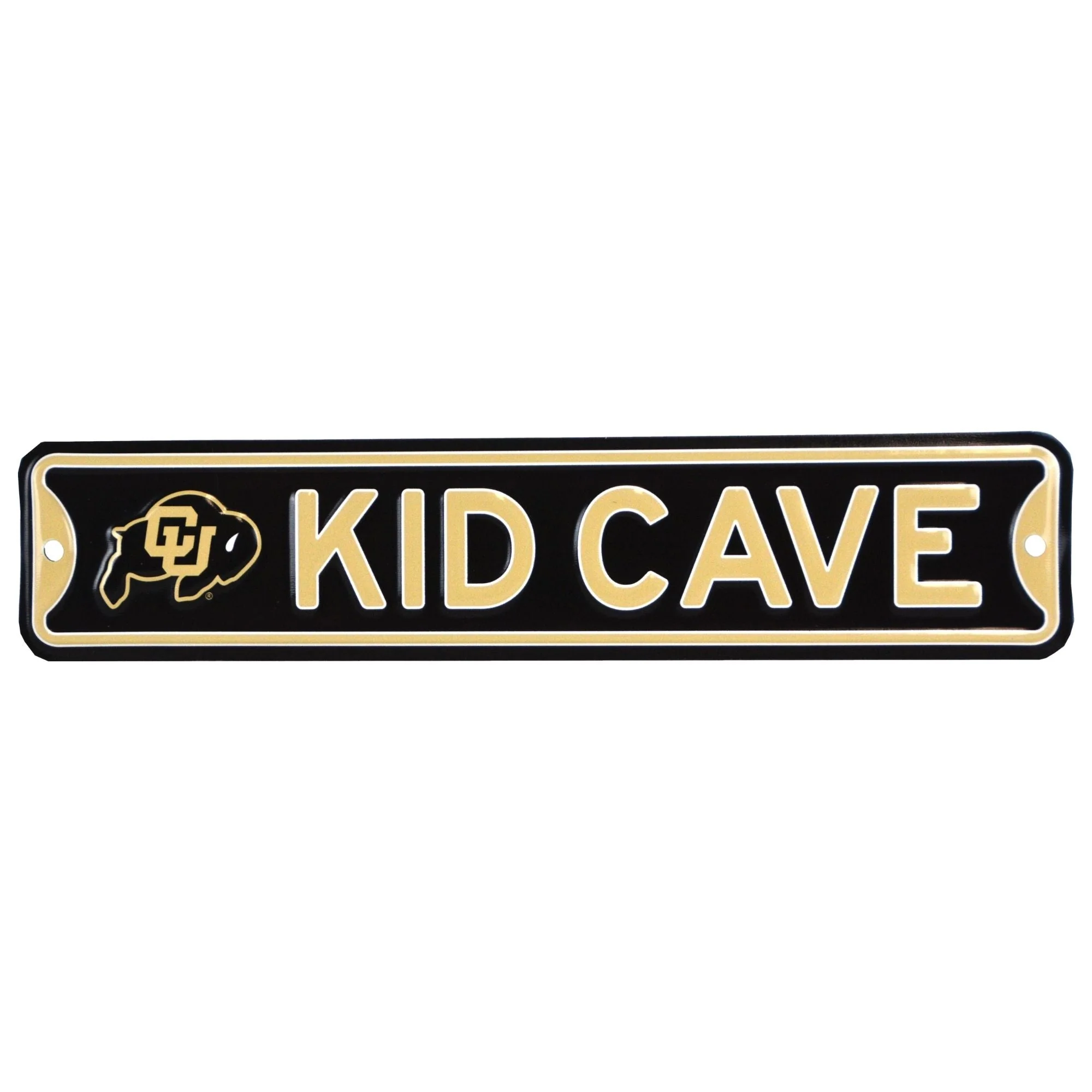 Colorado Buffalos - KID CAVE -Steel Embossed NCAA Mini Street Sign
