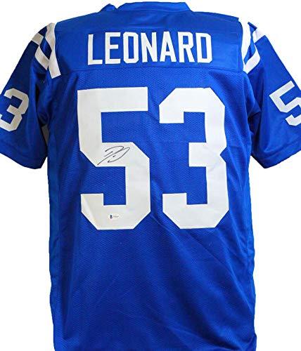 Darius Leonard Autographed Blue Pro Style Jersey -Beckett W Black