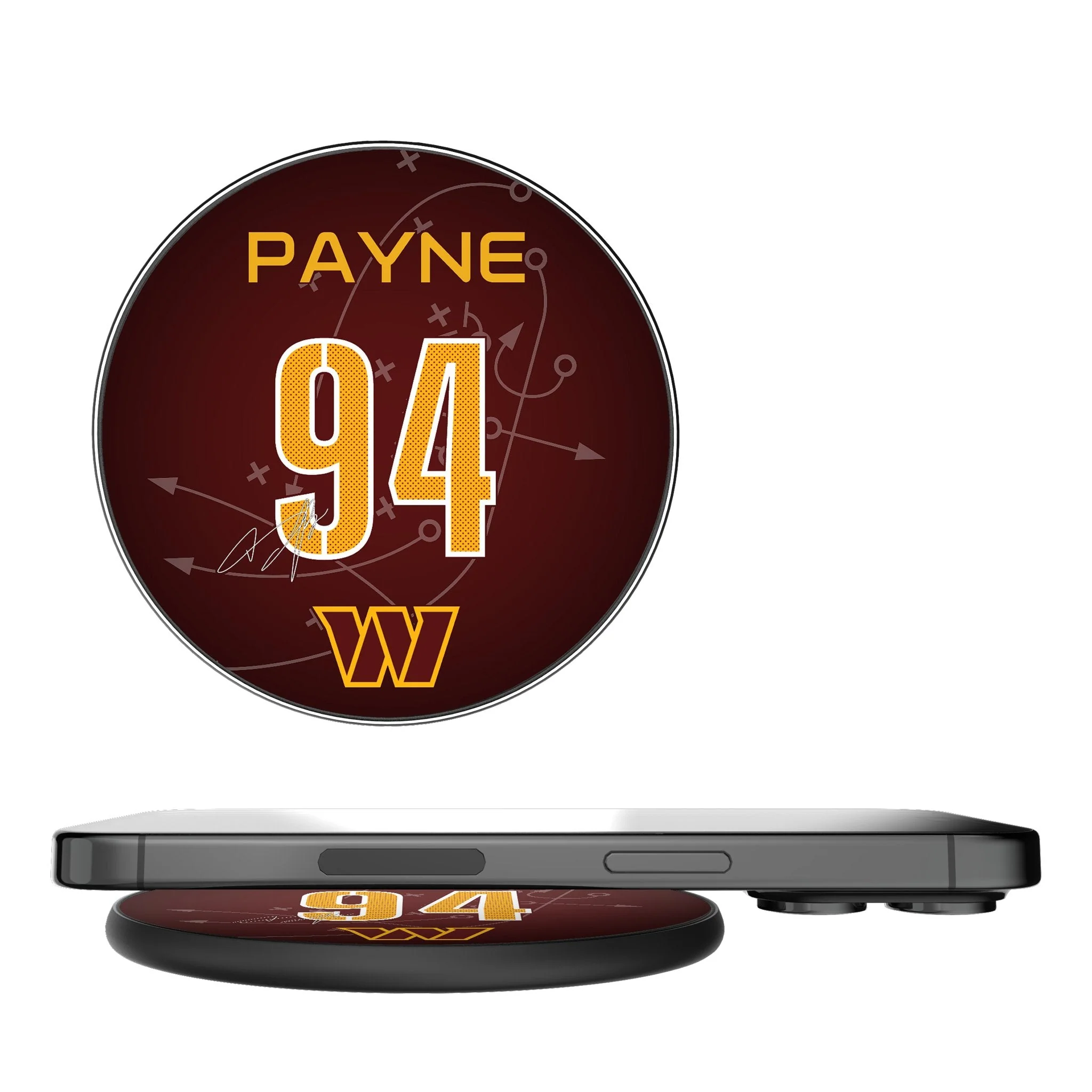 Daron Payne Washington Commanders 94 Ready 15-Watt Wireless Charger