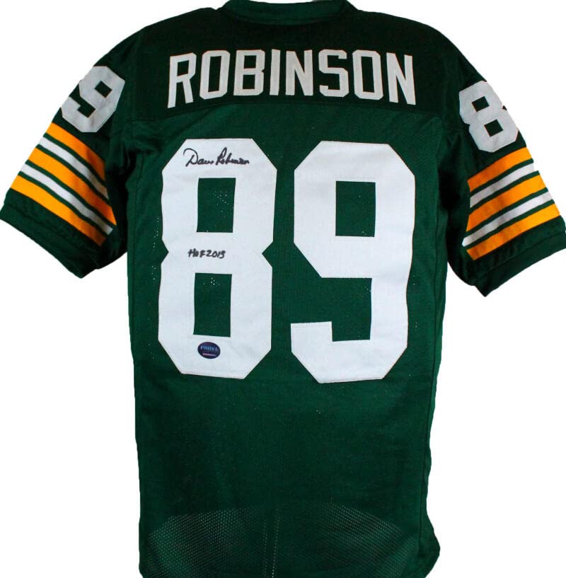 Dave Robinson Autographed Green Pro Style Jersey w/HOF-Prova Auth Black