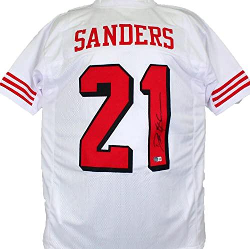 Deion Sanders Autographed White Pro Style Jersey-Beckett W Hologram Black
