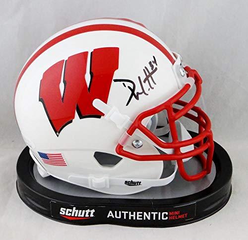 Derek Watt Signed Wisconsin Badgers White Schutt Mini Helmet JSA W Auth Black