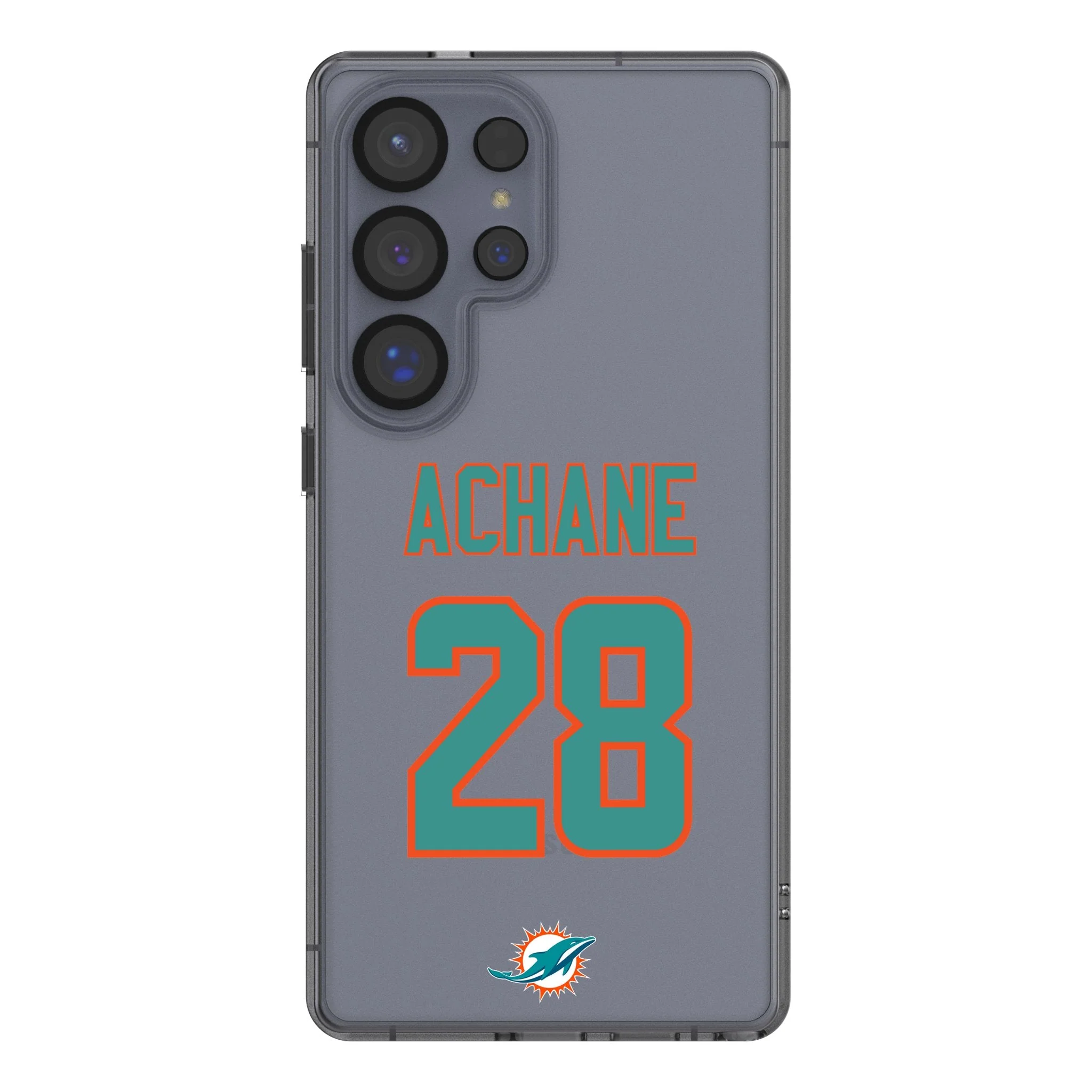 De'Von Achane Miami Dolphins 28 Game Tactic Clear Phone Case for Samsung Galaxy