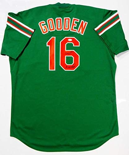 Doc Gooden Signed New York Mets Green Majestic Jersey w/ 86 WS Champs-JSA W Auth - Image 4