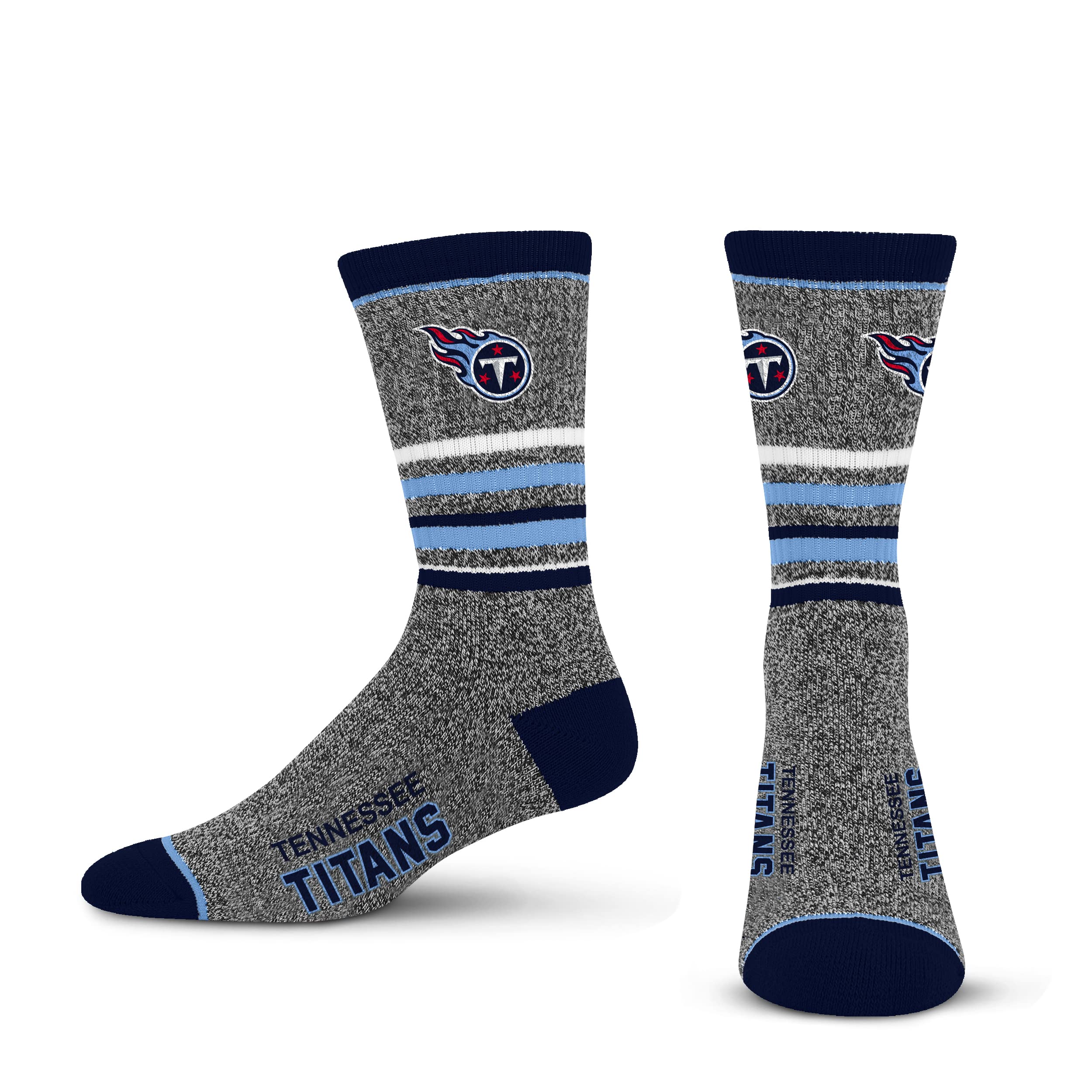 For Bare Feet Mens NFL Tennessee Titans 5 Star Crew Sock Marble Grey Large