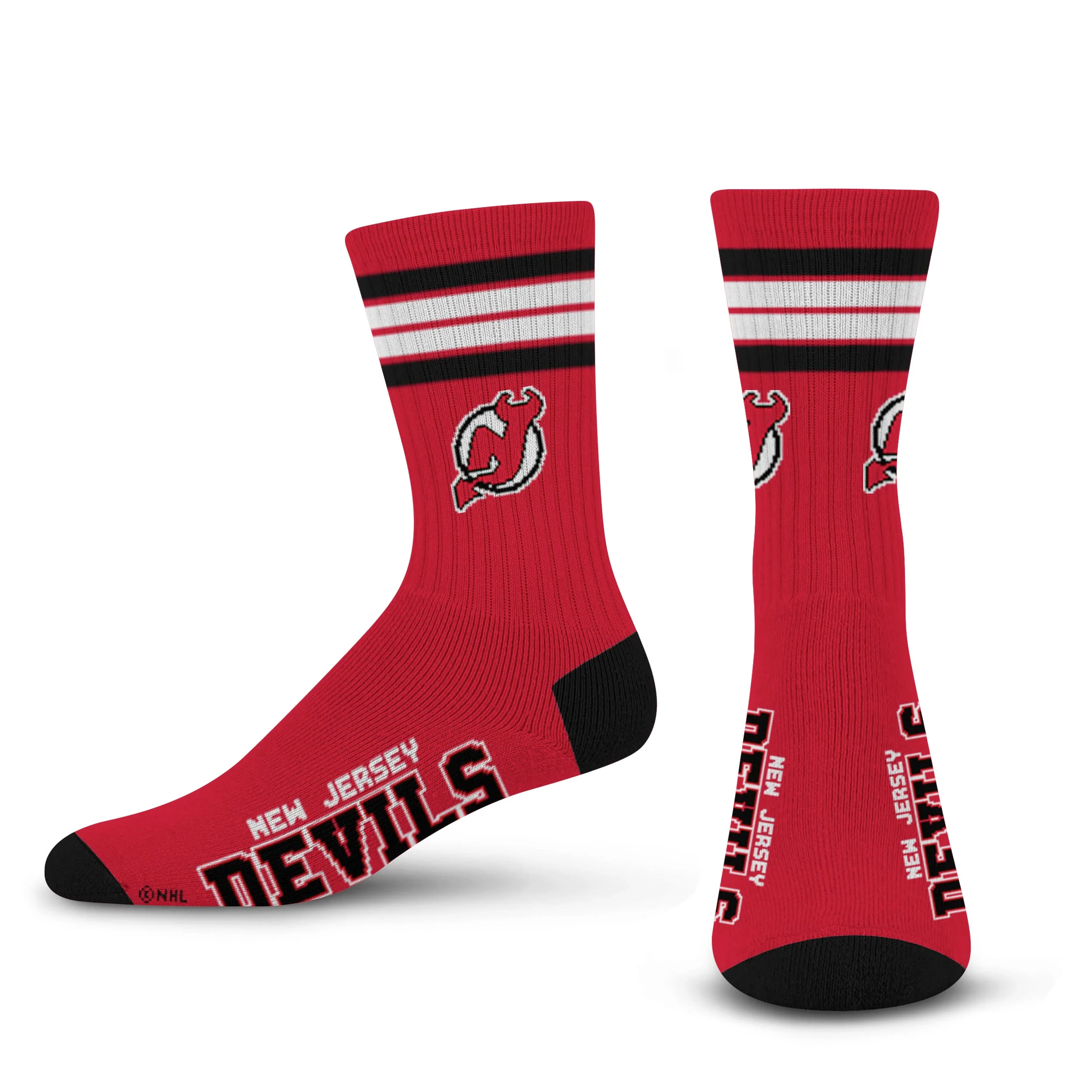 For Bare Feet New Jersey Devils Adult Stripe Deuce Sock - Red
