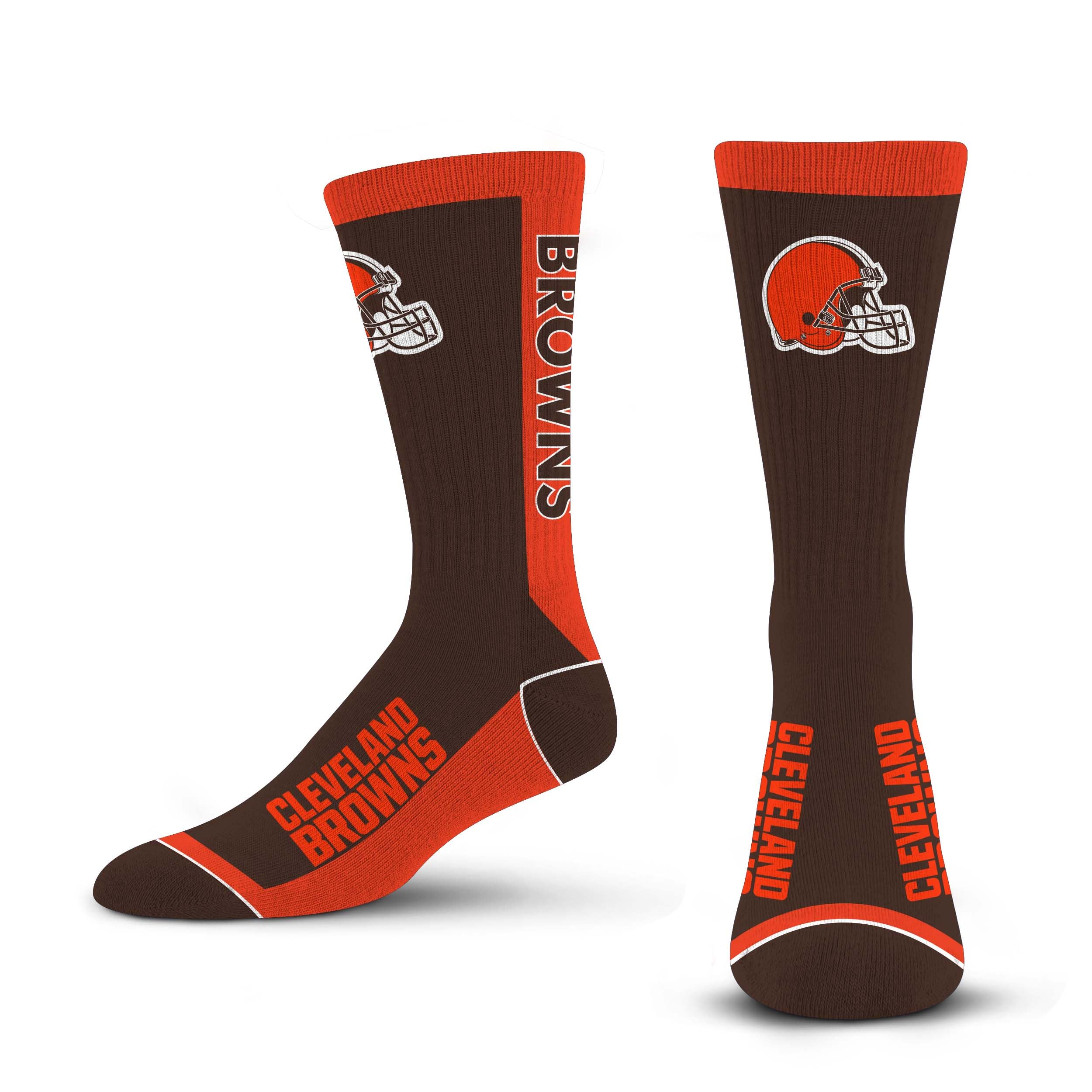 For Bare Feet NFL CLEVELAND BROWNS MVP Crew Sock Team Color Large