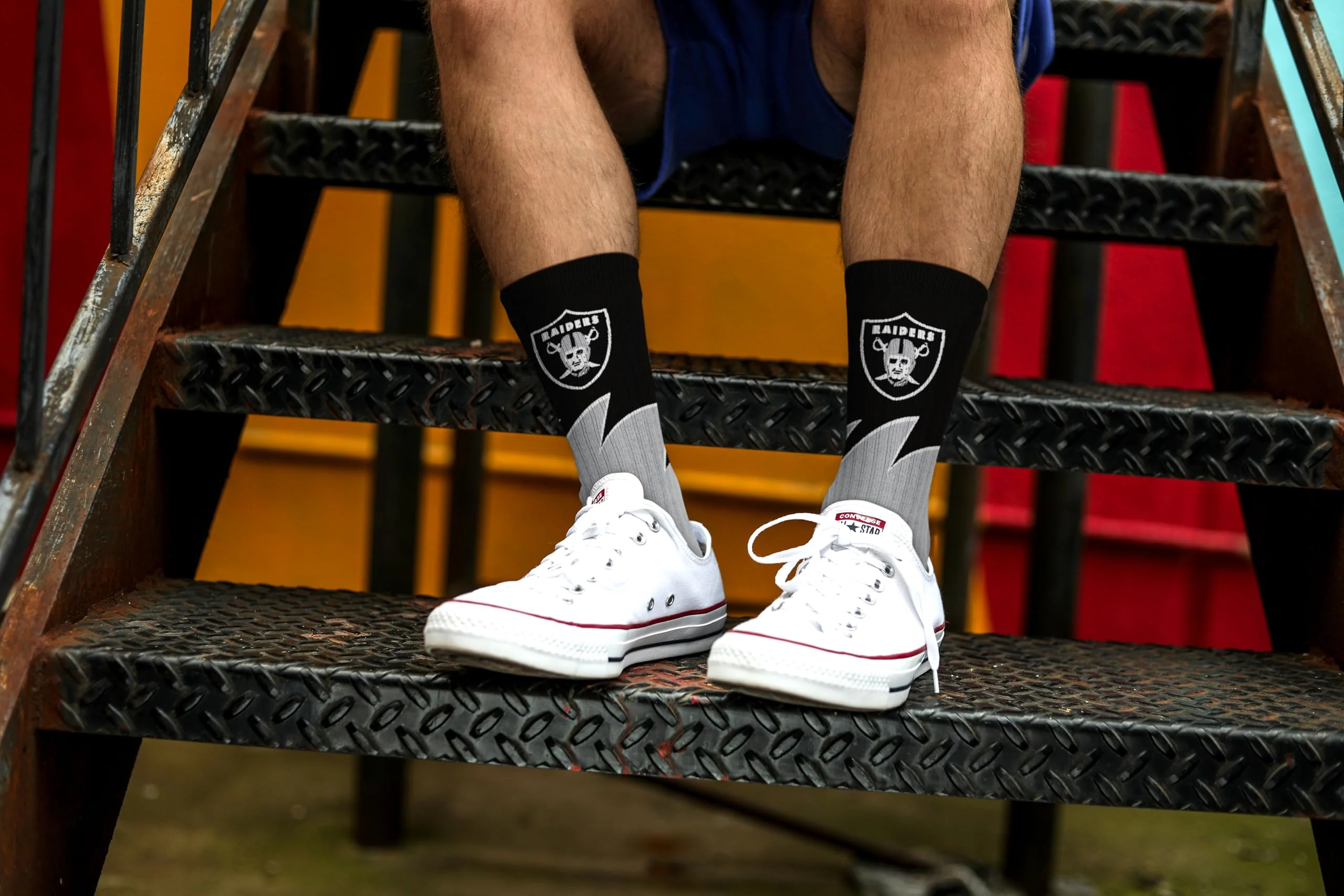 For Bare Feet NFL LAS VEGAS RAIDERS Black Wave Crew Sock Team Color YOUTH - Image 3