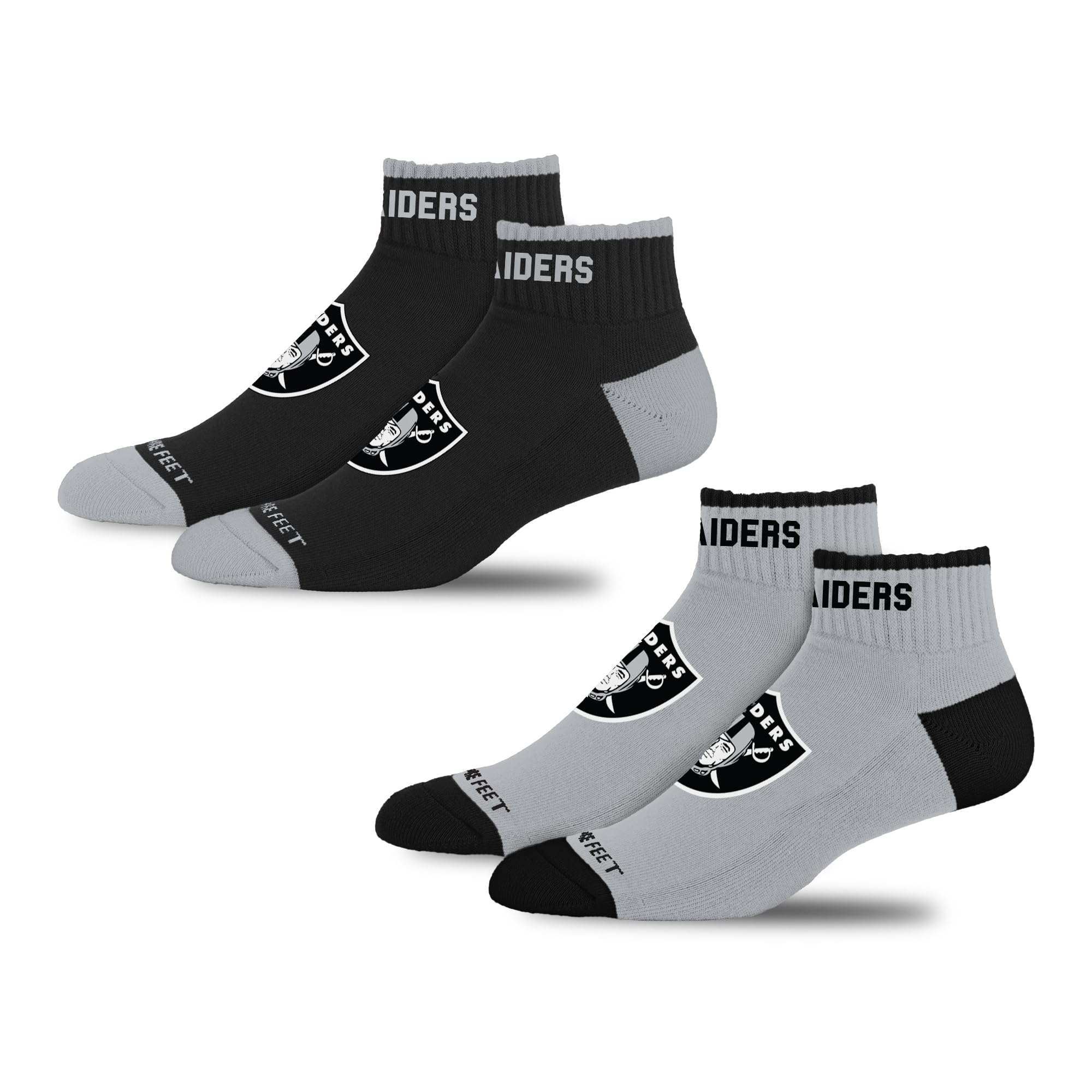 For Bare Feet NFL LAS VEGAS RAIDERS Front and Center 2 Pack Team Colors Large