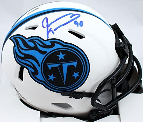 Jevon Kearse Autographed Tennessee Titans Lunar Speed Mini Helmet-Beckett W Hologram Blue