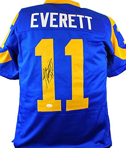 Jim Everett Autographed Blue Pro Style Jersey- JSA W Auth Black