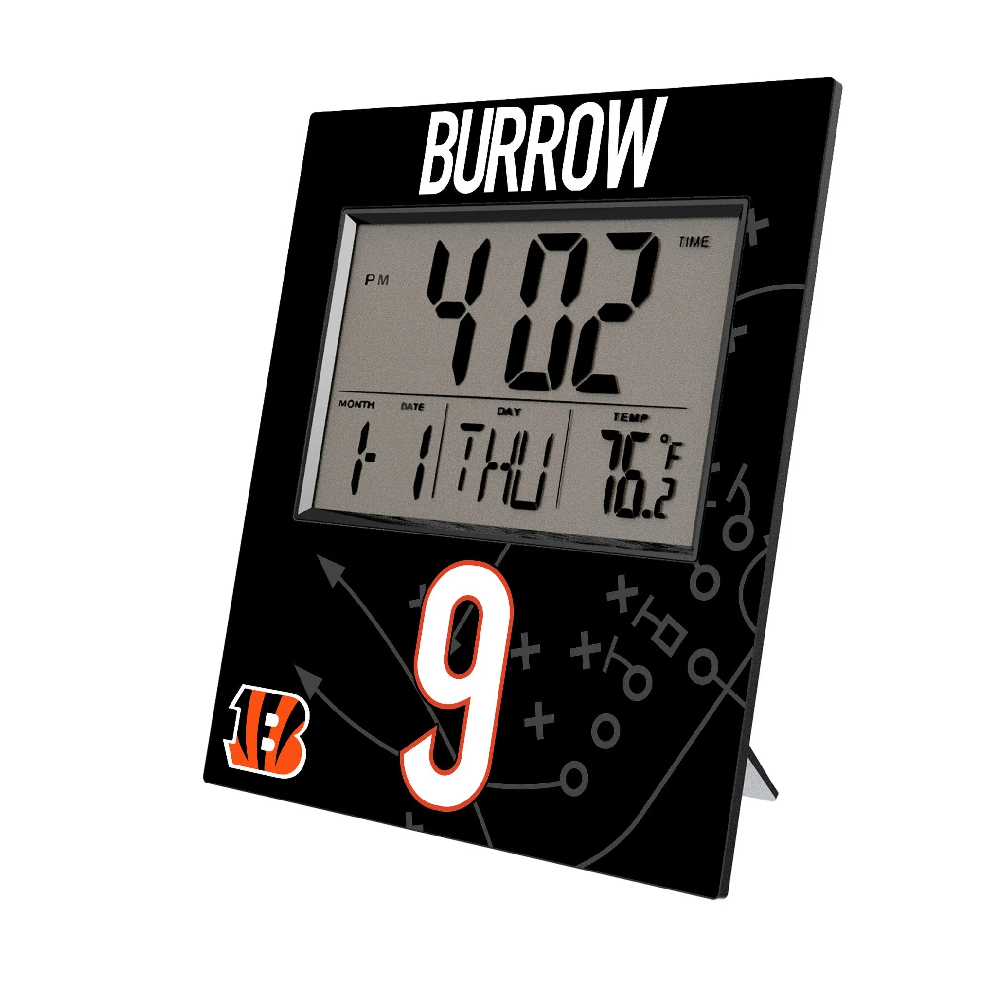 Joe Burrow Cincinnati Bengals 9 Game Tactic Wall Clock