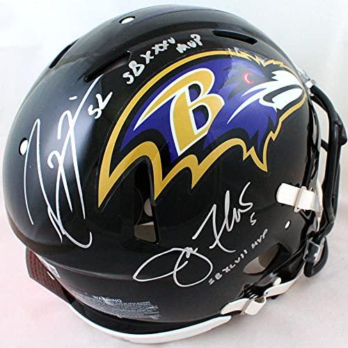 Joe Flacco/Ray Lewis Signed Ravens Speed Authentic F/S Helmet w/SB MVP- JSA W/Beckett W Holo Silver