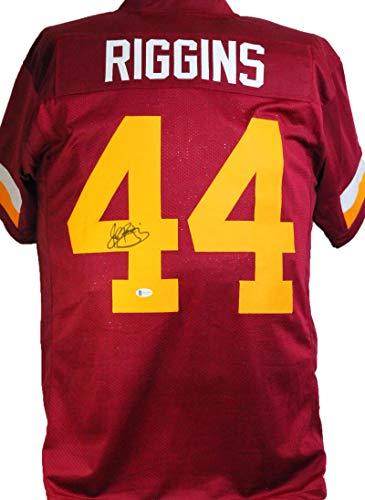 John Riggins Autographed Maroon/Yellow Pro Style Jersey- Beckett W Black