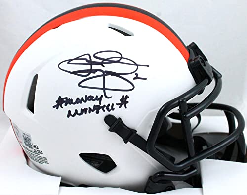 Johnny Manziel Autographed Browns Lunar Speed Mini Helmet w/Insc.-Beckett W Hologram Black