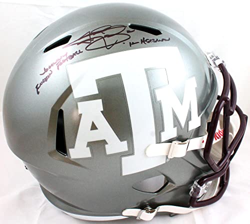 Johnny Manziel Autographed Texas A&M Flash Speed F/S Helmet w/2 Insc-Beckett W Hologram Black