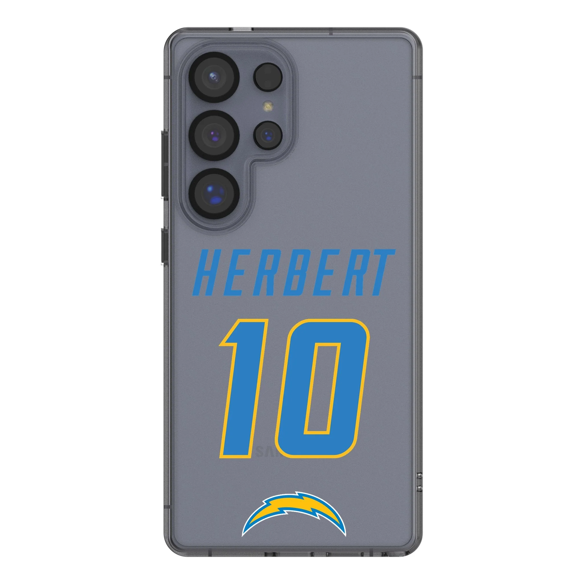 Justin Herbert Los Angeles Chargers 10 Game Tactic Clear Phone Case for Samsung Galaxy