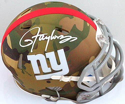 Lawrence Taylor Autographed NY Giants Camo Mini Helmet- Beckett W White