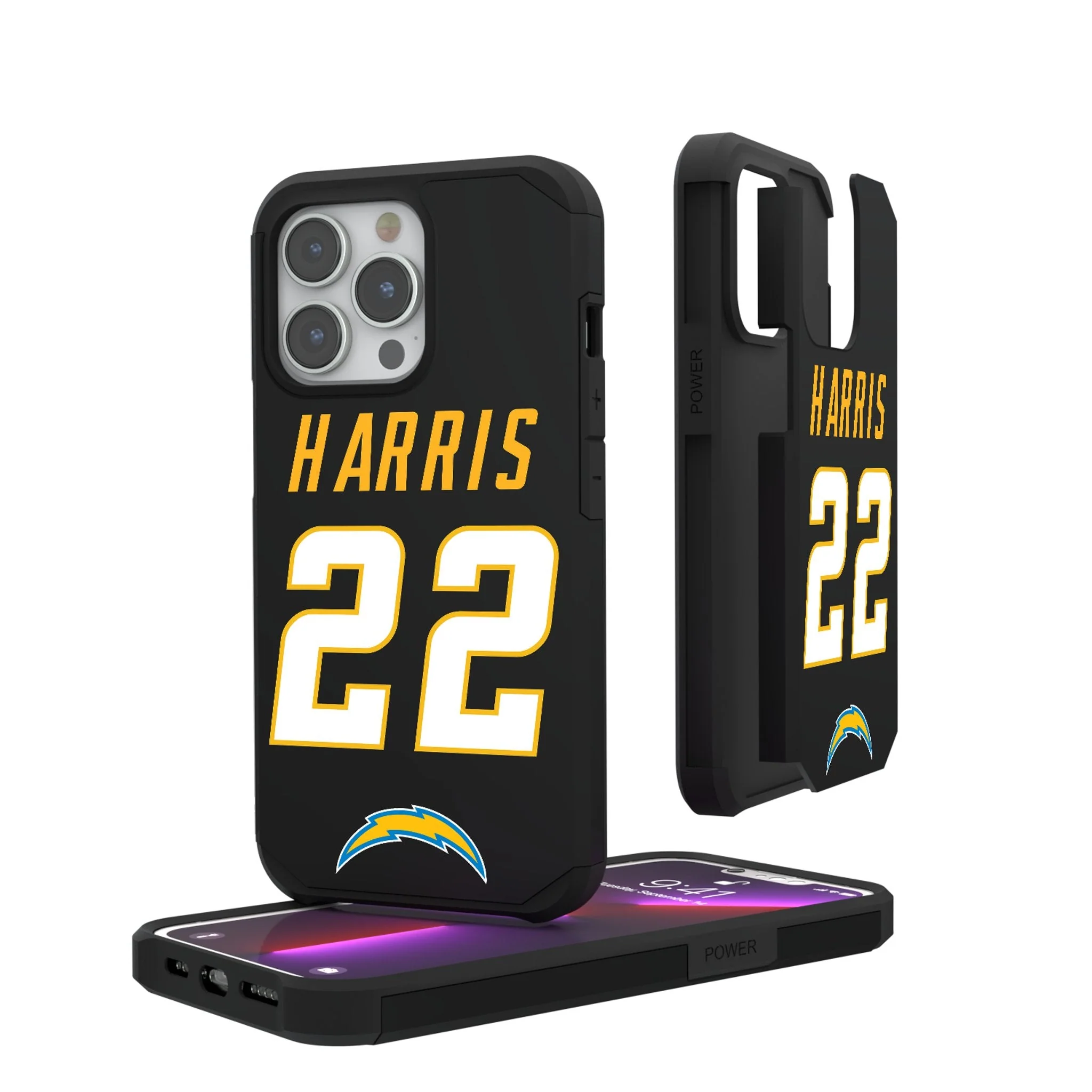 Najee Harris Los Angeles Chargers 22 Game Tactic Rugged Phone Case for Apple iPhone