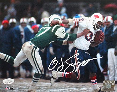 OJ Simpson Signed Buffalo Bills Vs Jets Stiff Arm 8x10 HM Photo- JSA W White