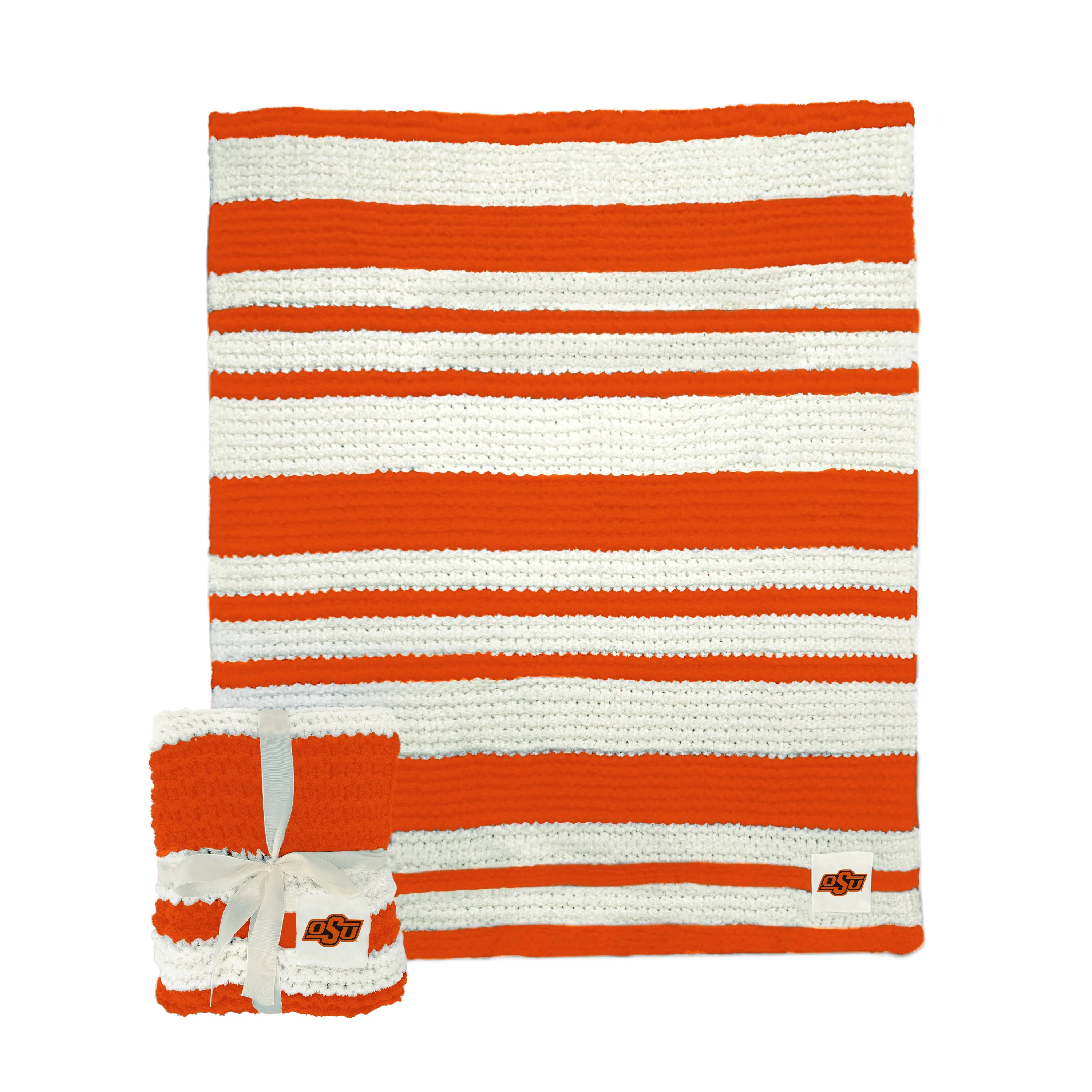 Oklahoma State Cable Knit Throw 50x60