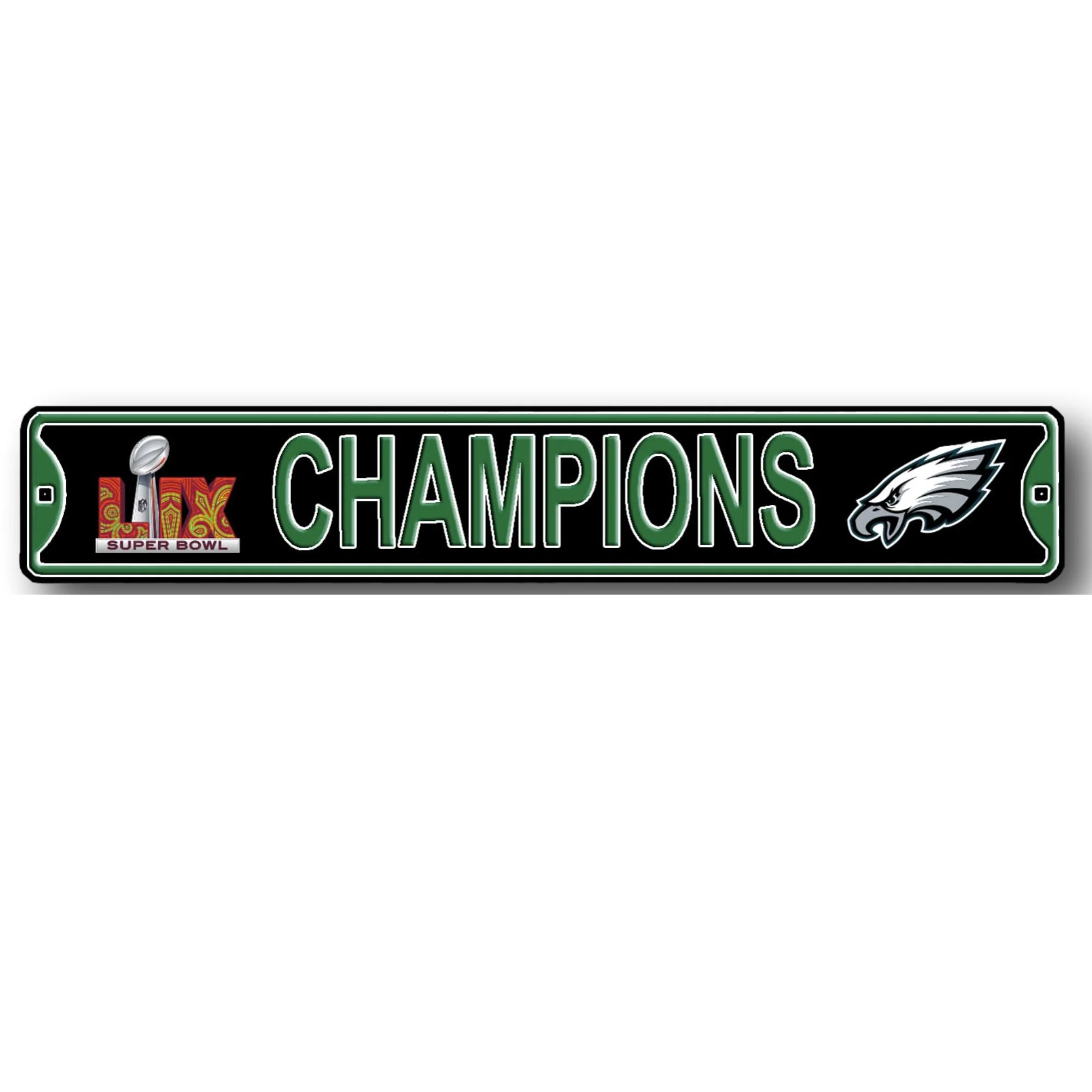 Philadelphia Eagles - SUPER BOWL CHAMPIONS - Black Embossed Steel Street Sign