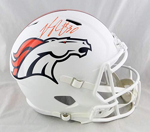 Phillip Lindsay Signed Denver Broncos F/S Flat White Speed Helmet - JSA W Auth - Image 4