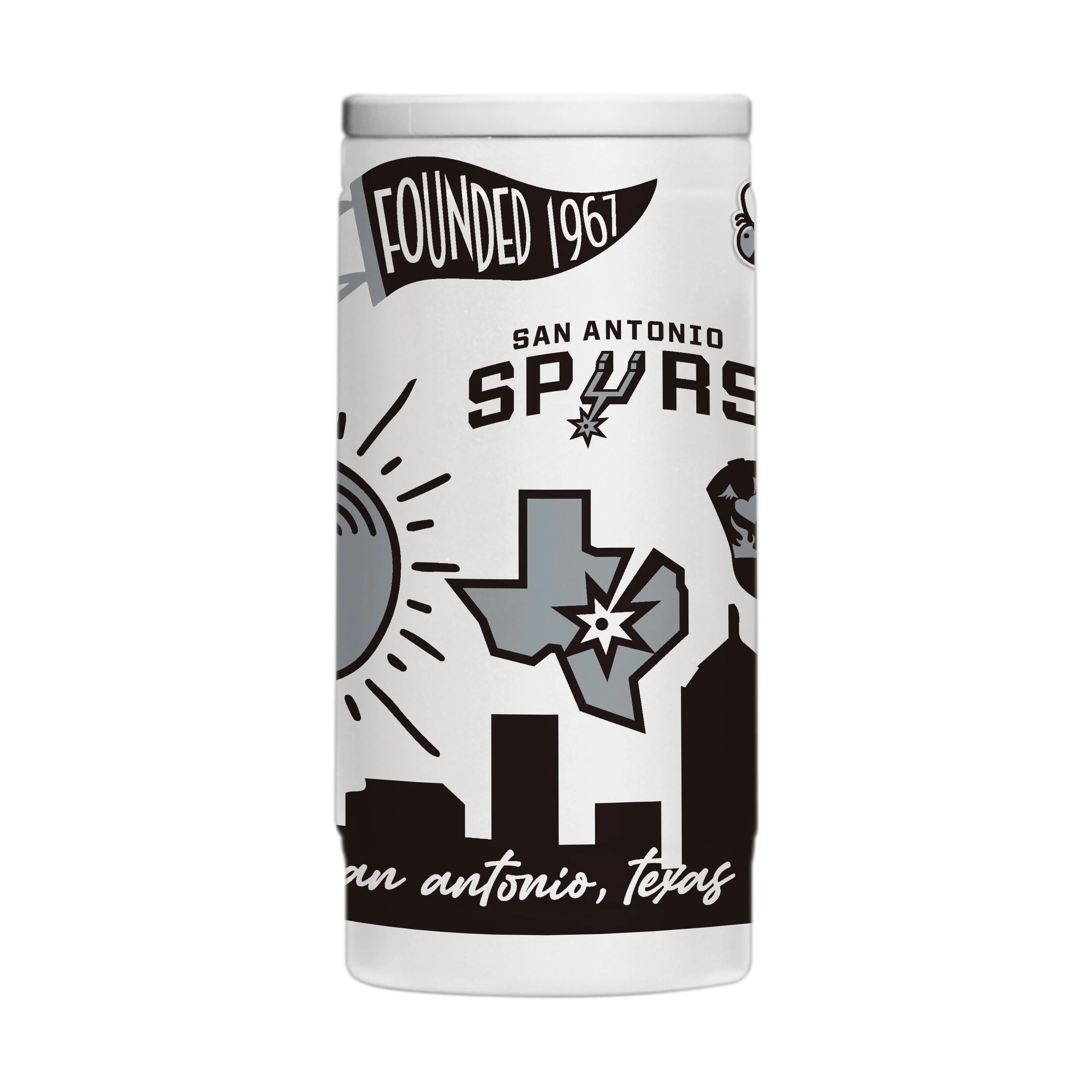 San Antonio Spurs 12oz Native Powdercoat SlimCan Coolie
