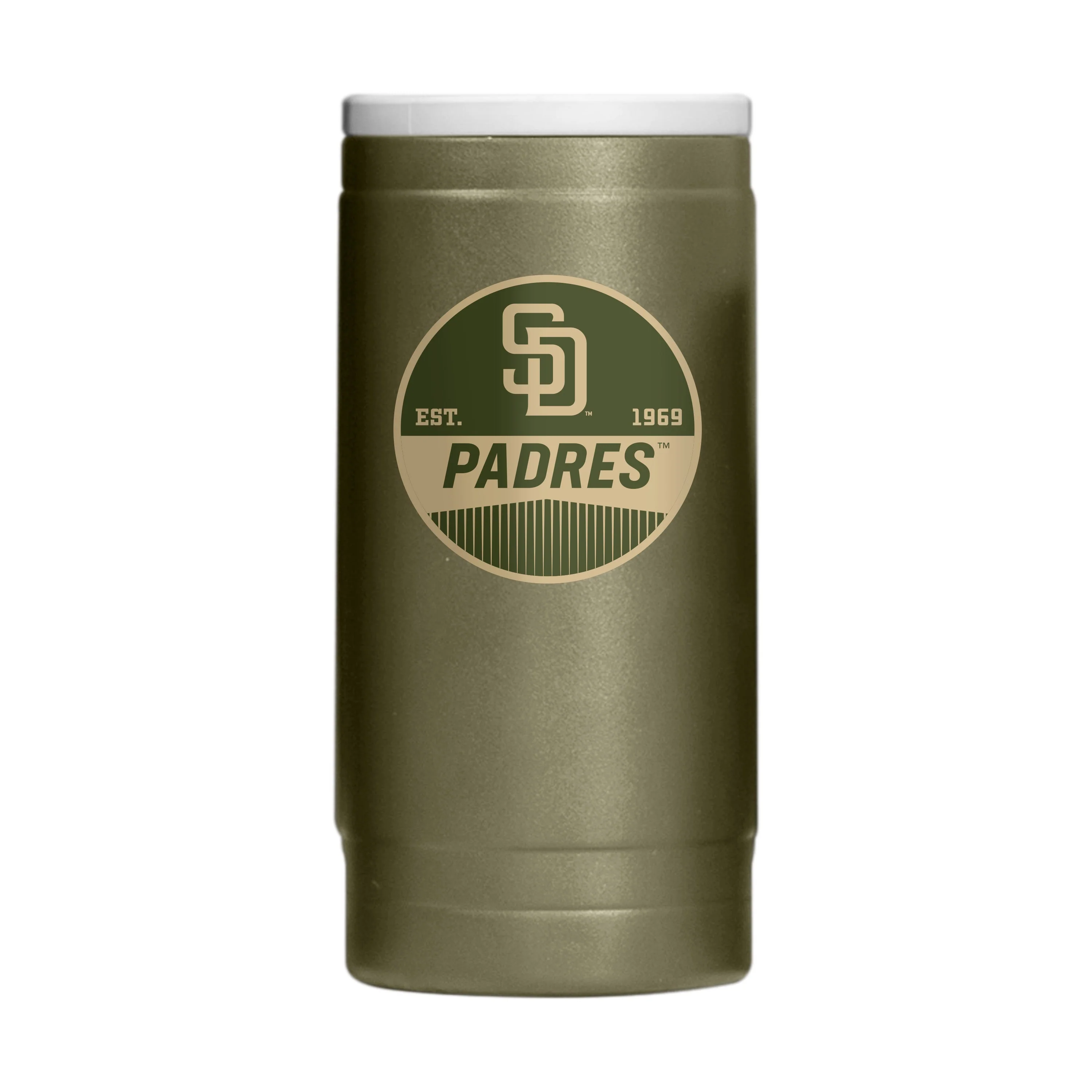 San Diego Padres Badge Powder Coat Slim Can Coolie