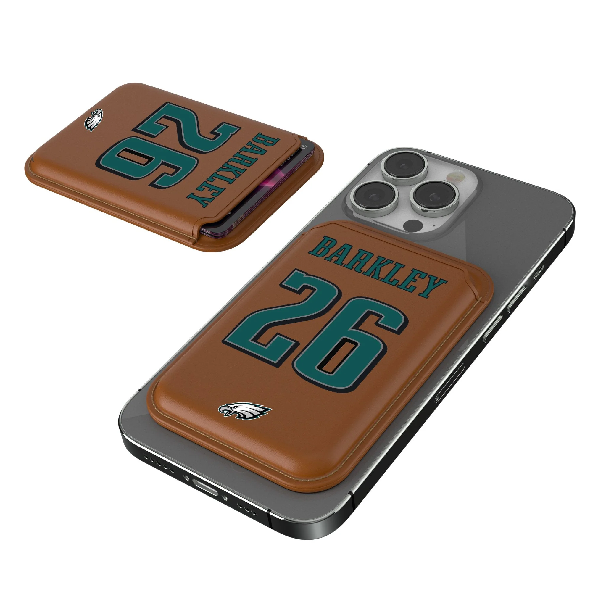 Saquon Barkley Philadelphia Eagles 26 Ready Brown Magnetic Credit Card Wallet