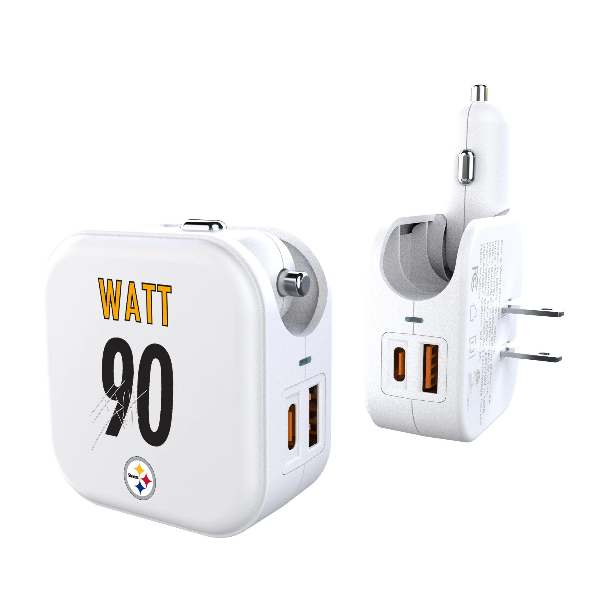 T.J. Watt Pittsburgh Steelers 90 Game Tactic 2 in 1 USB Charger