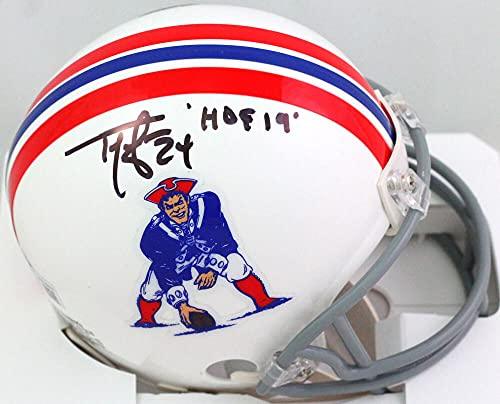 Ty Law Autographed New England Patriots 65-81 TB Mini Helmet HOF- Beckett W Blk