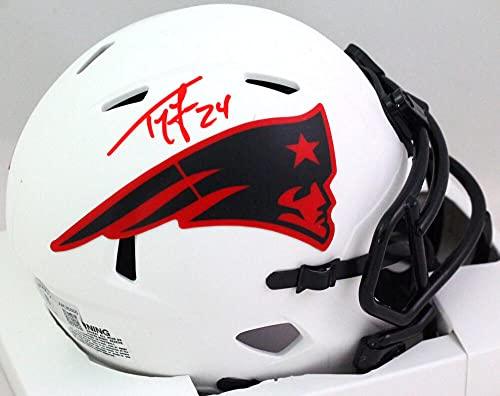 Ty Law Autographed New England Patriots Lunar Speed Mini Helmet- Beckett W Red
